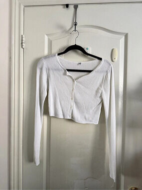 UNIQLO Cotton Ribbed Cropped Long-Sleeve Cardigan